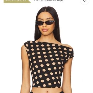 AFRM Black and Cream Polka Dot Crop Top